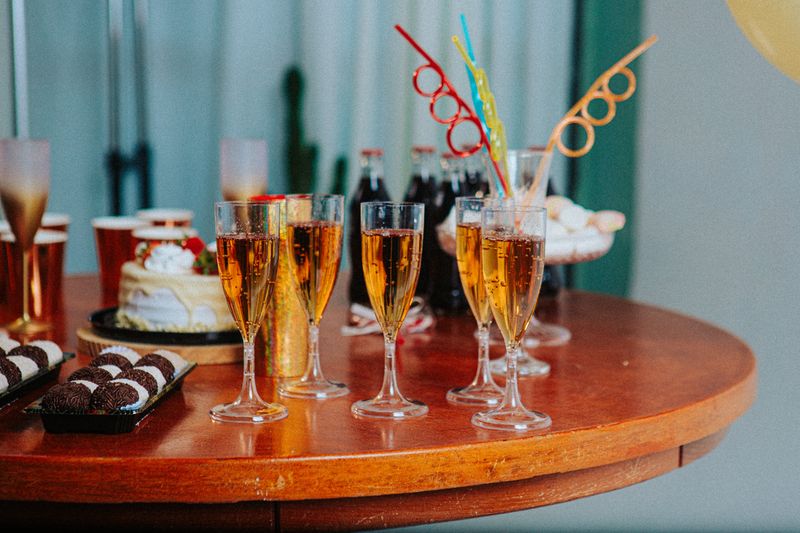 Wing Snob birthday party event setup with decorations